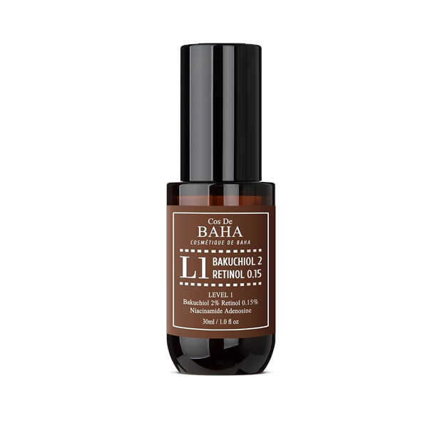 Cos De BAHA-Bakuchiol 2% Serum with Retinol for Face, Anti-Aging, Hyperpigmentation and Acne Flare-Ups, 1 Fl Oz 30ml (L1)